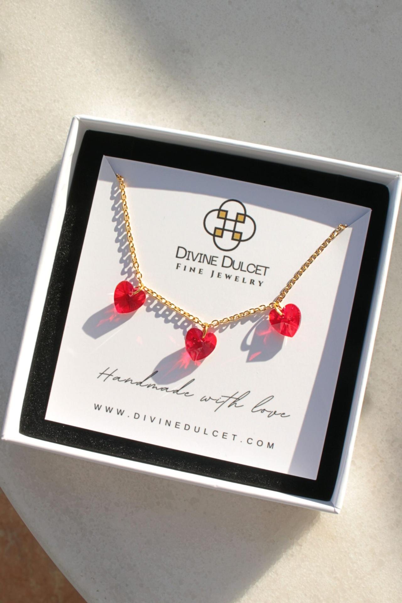“Love Trilogy” | 3 Red Hearts 24K Necklace